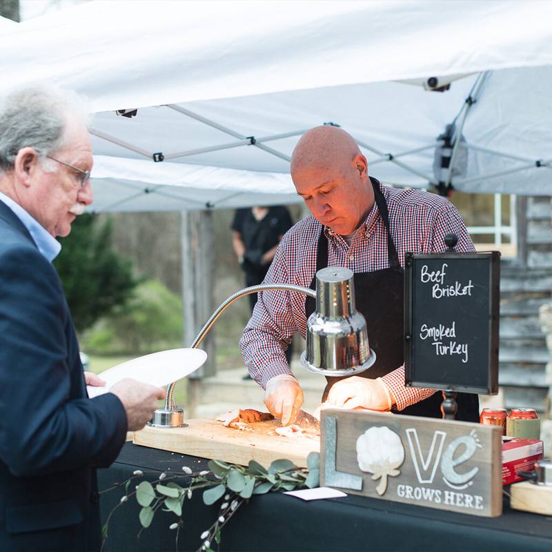Barbecue catering at a wedding